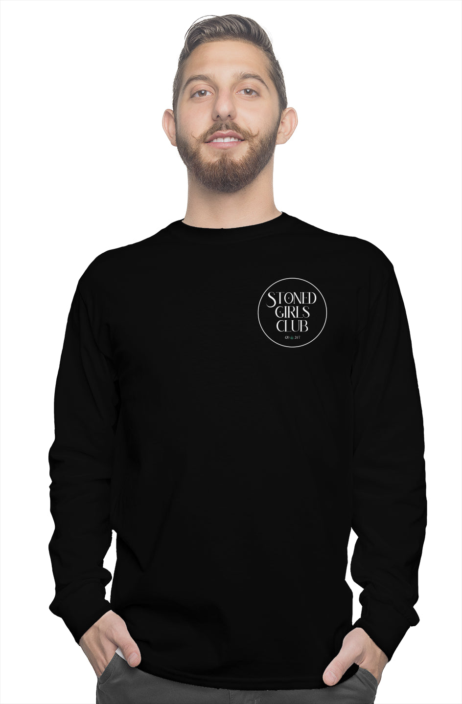 my gf is part of the stoned girls club gildan long sleeve tee